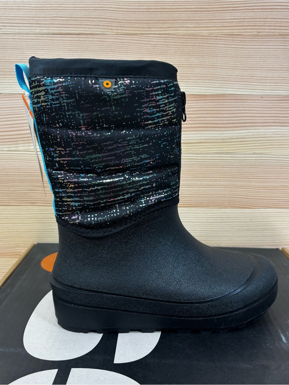 Bogs Snow Shell Zip Girl's Metallic Stripes Insulated Winter Boots Sz 2 Youth